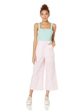 BCBGeneration Sleeveless Striped
Jumpsuit Pink and Green